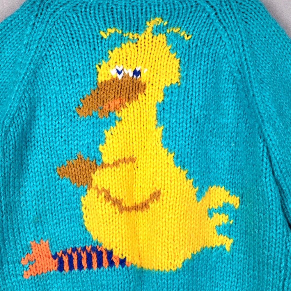 Handmade Knitted 5T/6T Big Bird Sesame Street Cardigan Button Front Sweater